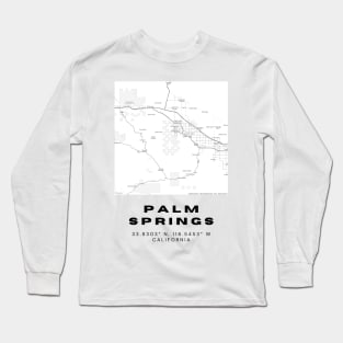 Minimalist Palm Springs Map Art - California City Coordinates Design Long Sleeve T-Shirt